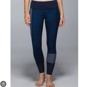 NWOT LULULEMON ATHLETICA Wunder Under Pant 'Full On Luon' (Sashiko) Navy Size 6